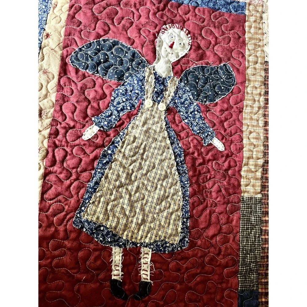 Angel Annie Fabric Quilted Wall Hanging Primitive Inspired Handcrafted 2003 USA